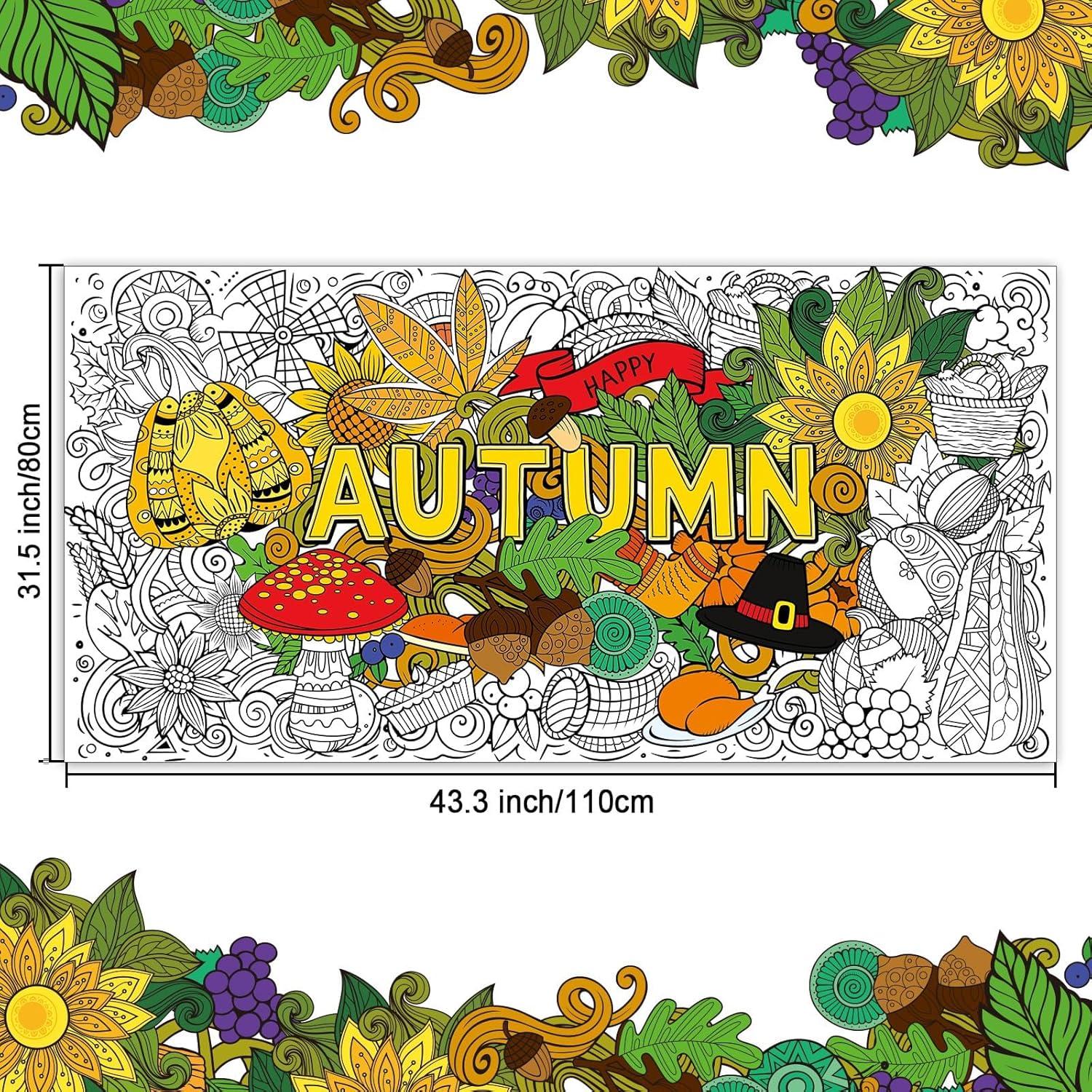 Póster Gigante para Colorear Otoño ZOIIWA 110x80 cm Mandala