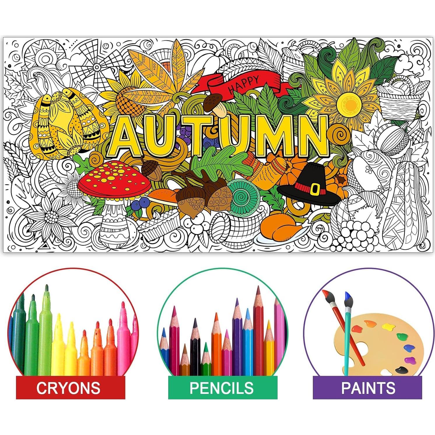 Póster Gigante para Colorear Otoño ZOIIWA 110x80 cm Mandala