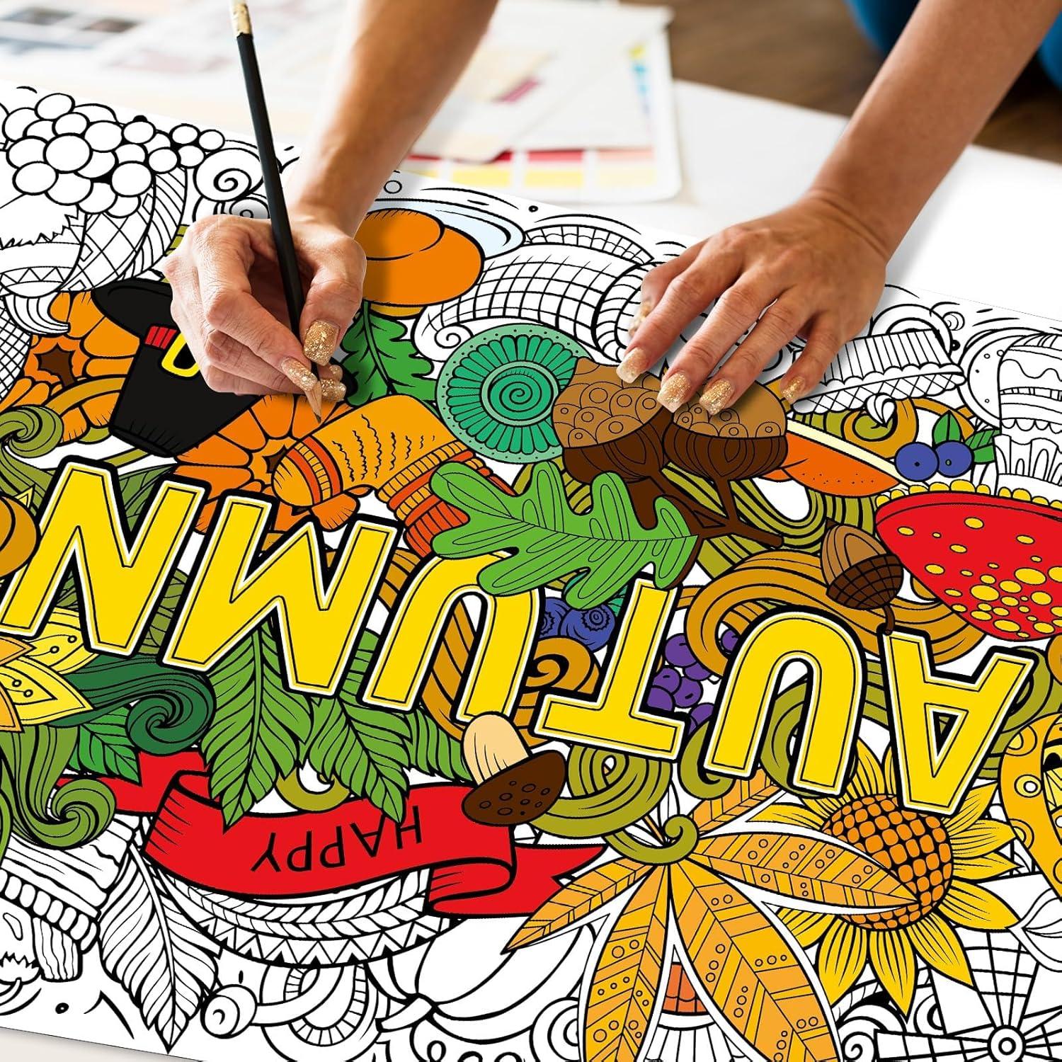 Póster Gigante para Colorear Otoño ZOIIWA 110x80 cm Mandala