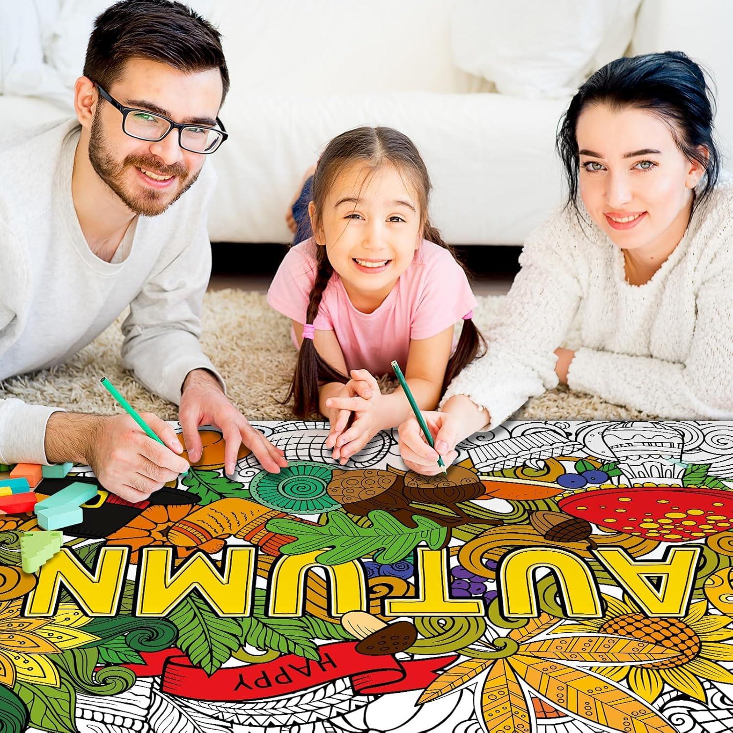 Póster Gigante para Colorear Otoño ZOIIWA 110x80 cm Mandala