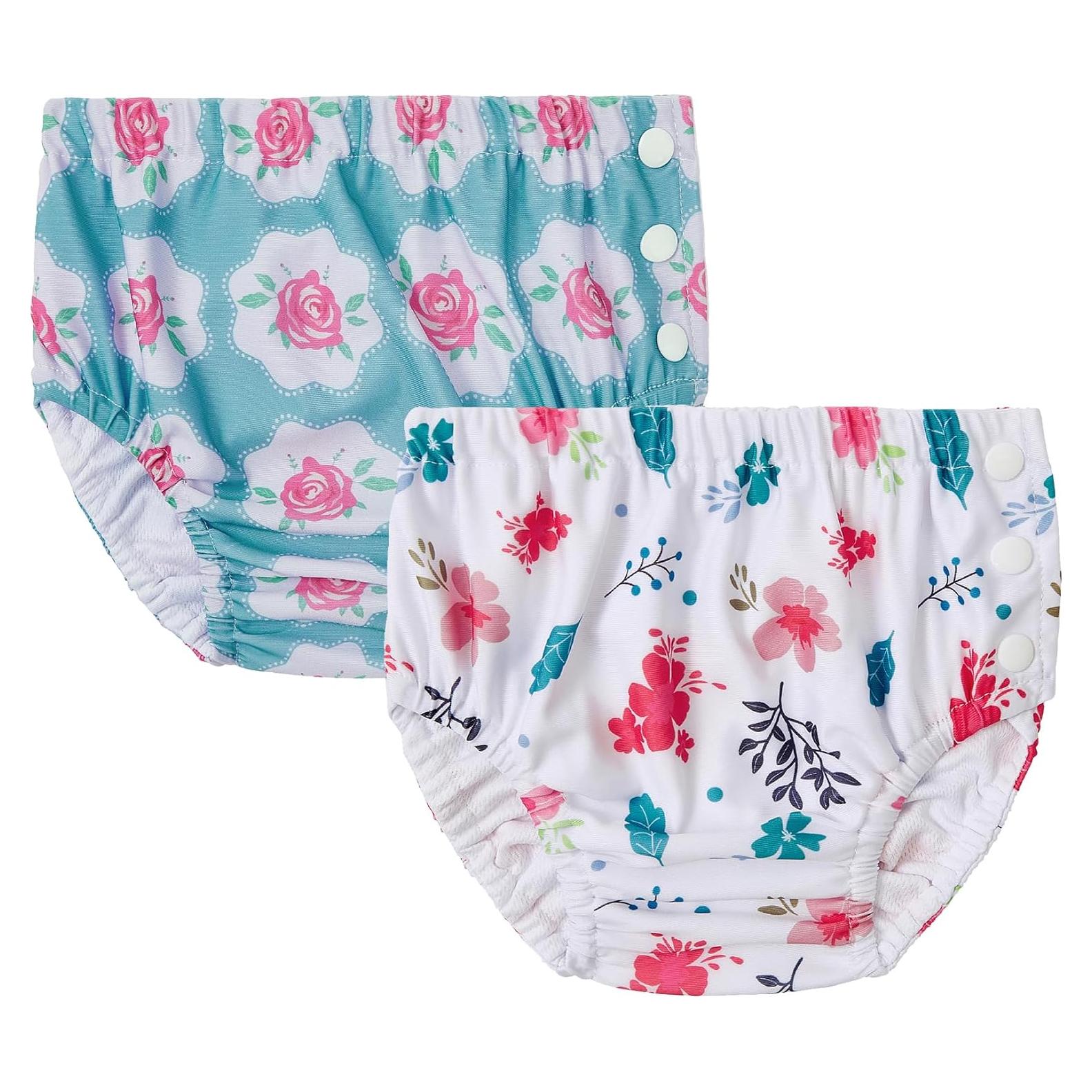 Pañales de Natación Reutilizables Durio 2Pcs 2T-3T Flores