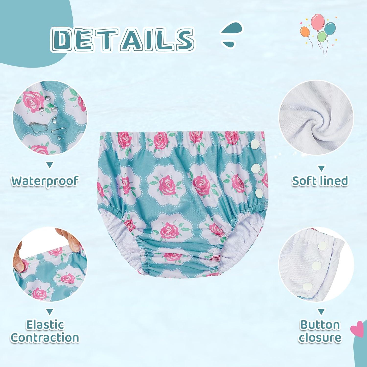 Pañales de Natación Reutilizables Durio 2Pcs 2T-3T Flores