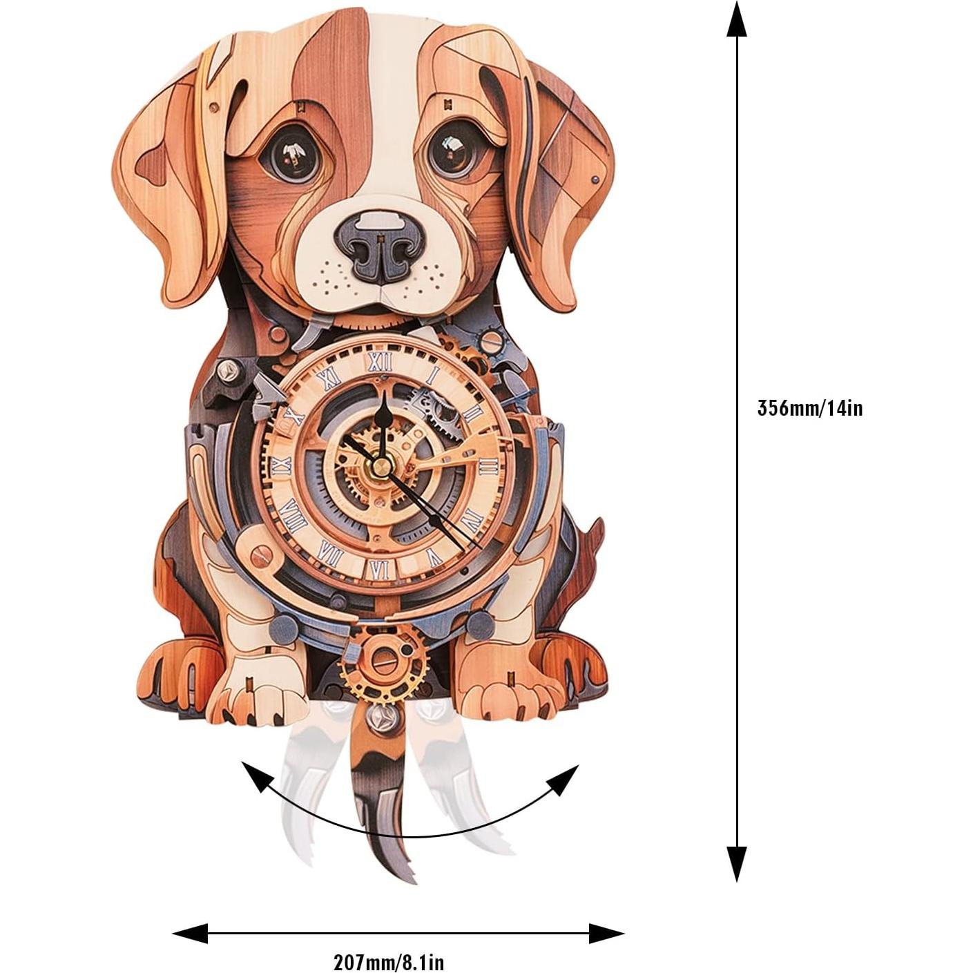 Rompecabezas 3D Reloj Beagle de Madera - Kit DIY para Adultos