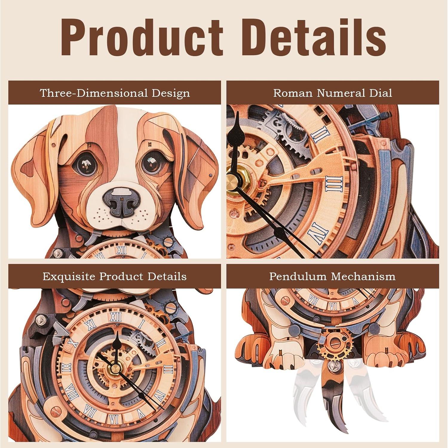 Rompecabezas 3D Reloj Beagle de Madera - Kit DIY para Adultos