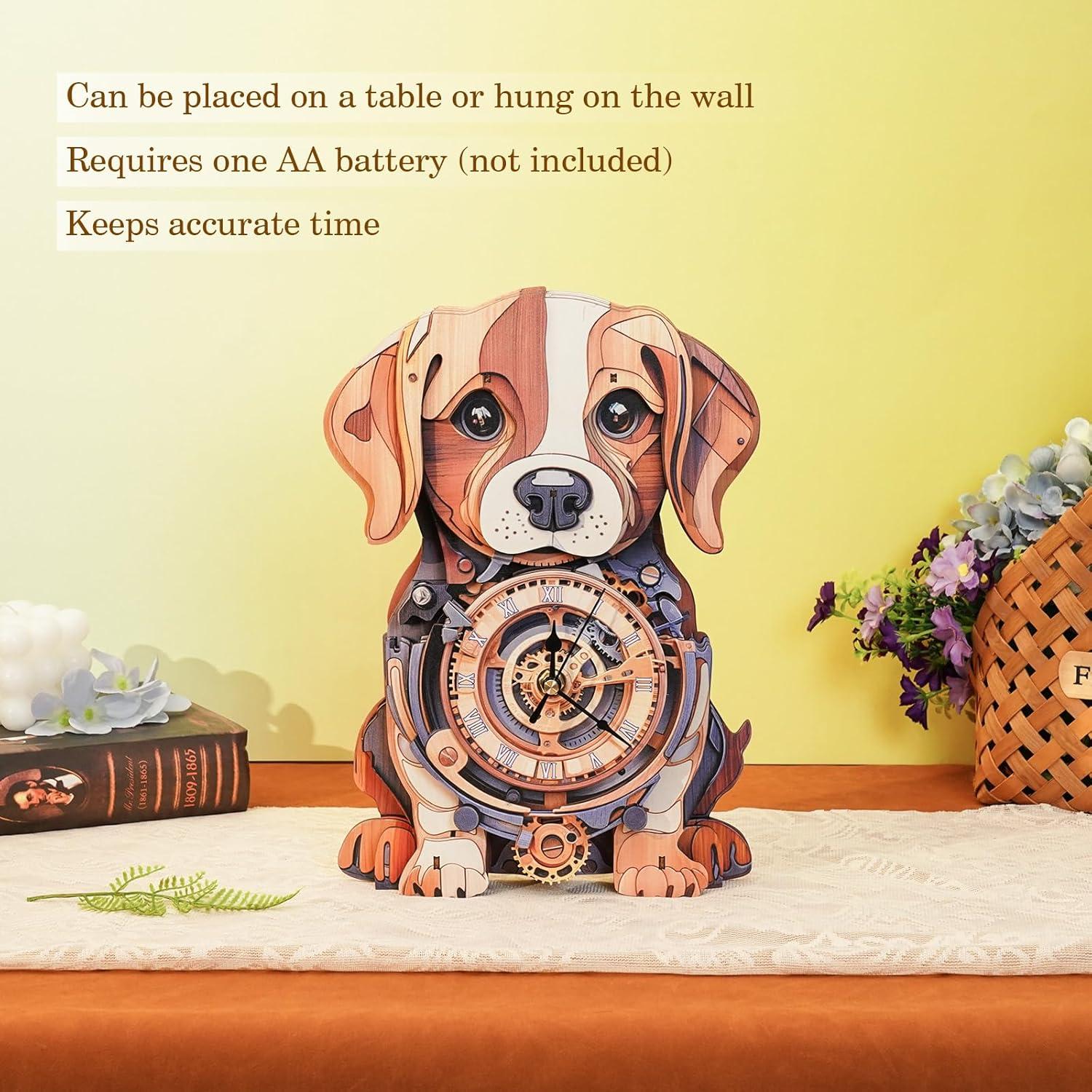 Rompecabezas 3D Reloj Beagle de Madera - Kit DIY para Adultos