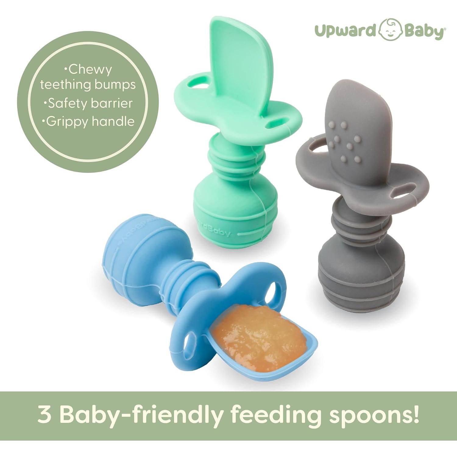Cucharas de Silicona para Bebés UpwardBaby 3 Piezas - Libre de BPA