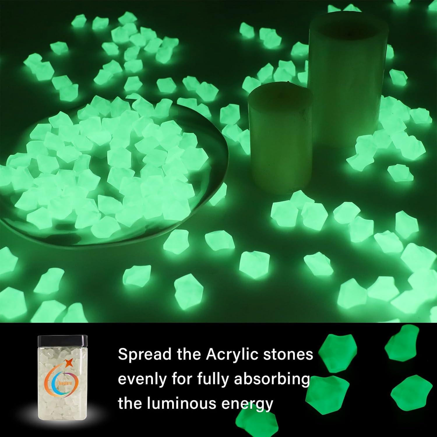 Piedras Acrílicas Luminiscentes Verdes 400pcs - Decoración Jardín