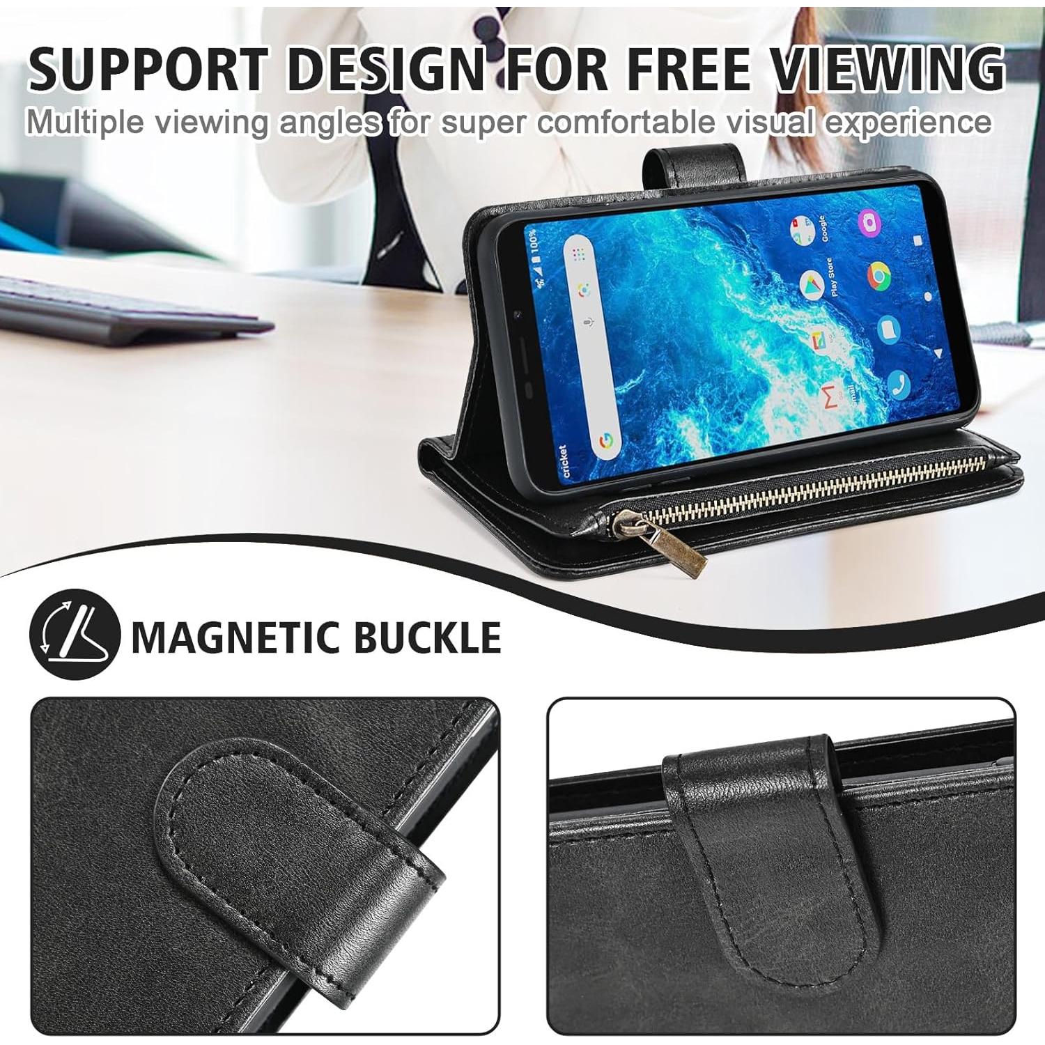 Funda de billetera Furiet para Cricket Icon 2 y AT&T Fusion Z