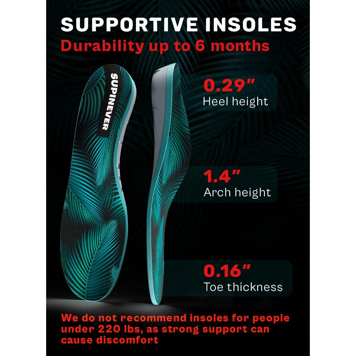 Plantillas Ortopédicas SUPINEVER para Fascitis Plantar - Soporte Alto - Verde XS