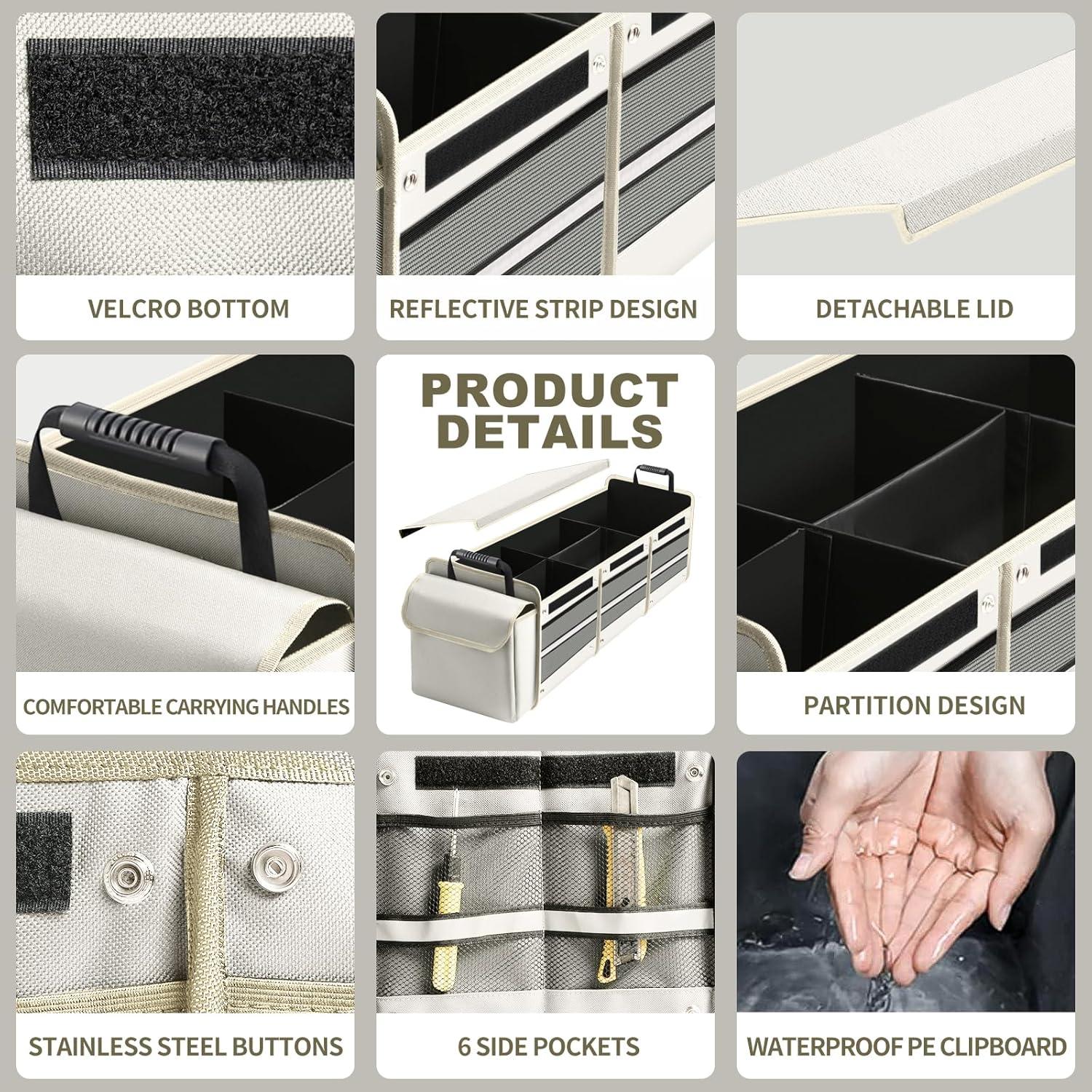 Organizador de Maletero AOPHY Beige 4 en 1 Plegable Impermeable