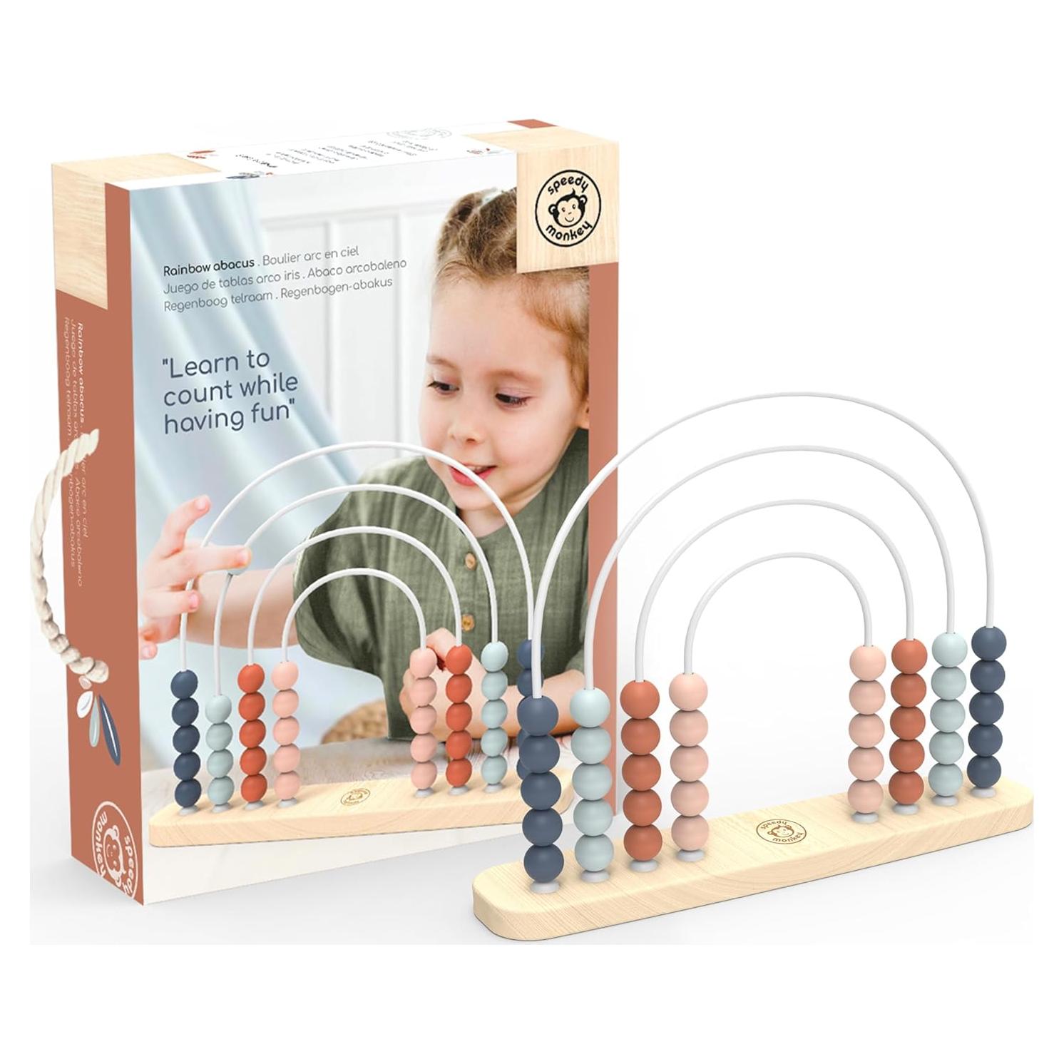 Ábaco de Madera Speedy Monkey 31.75x24.64cm, Cuentas Coloridas