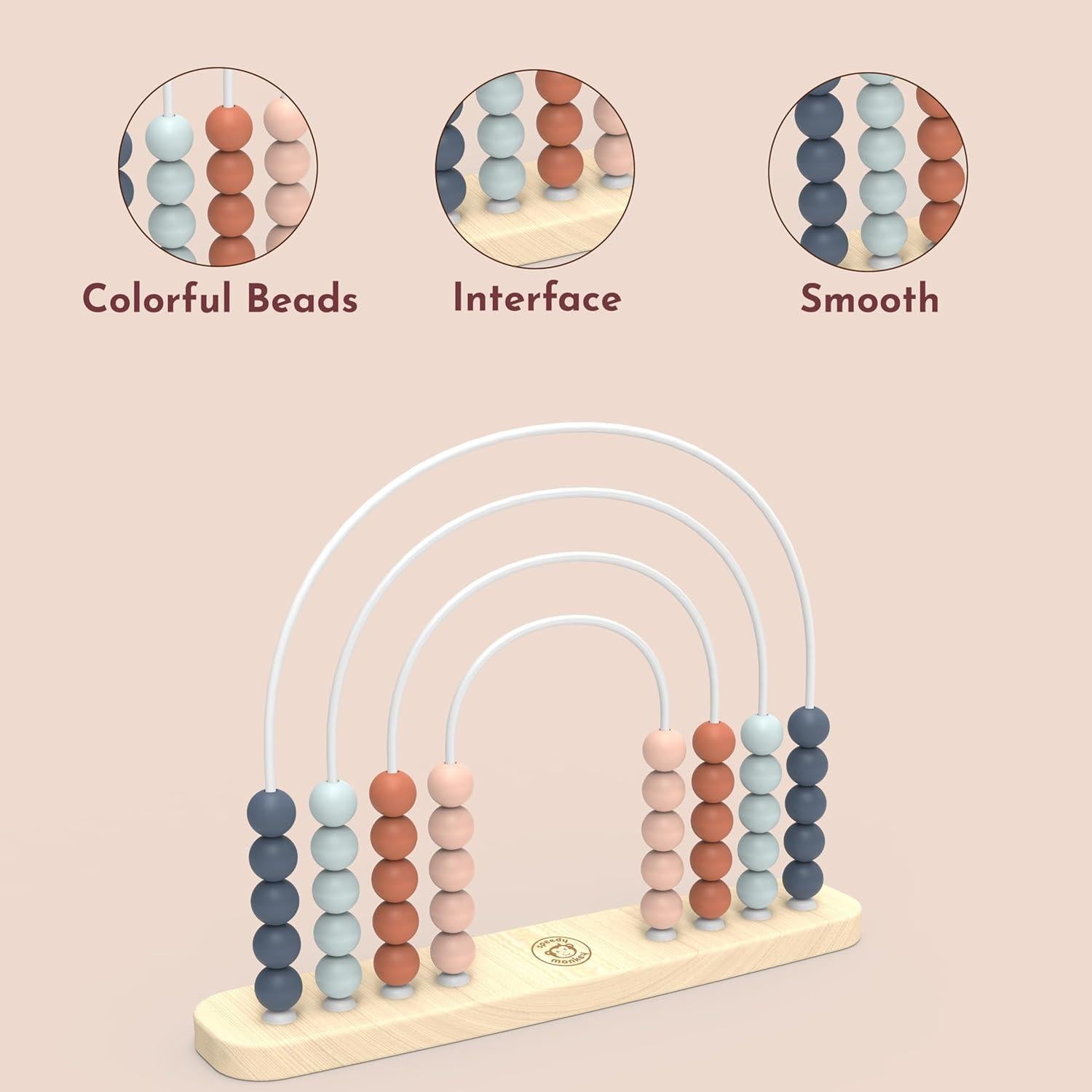 Ábaco de Madera Speedy Monkey 31.75x24.64cm, Cuentas Coloridas