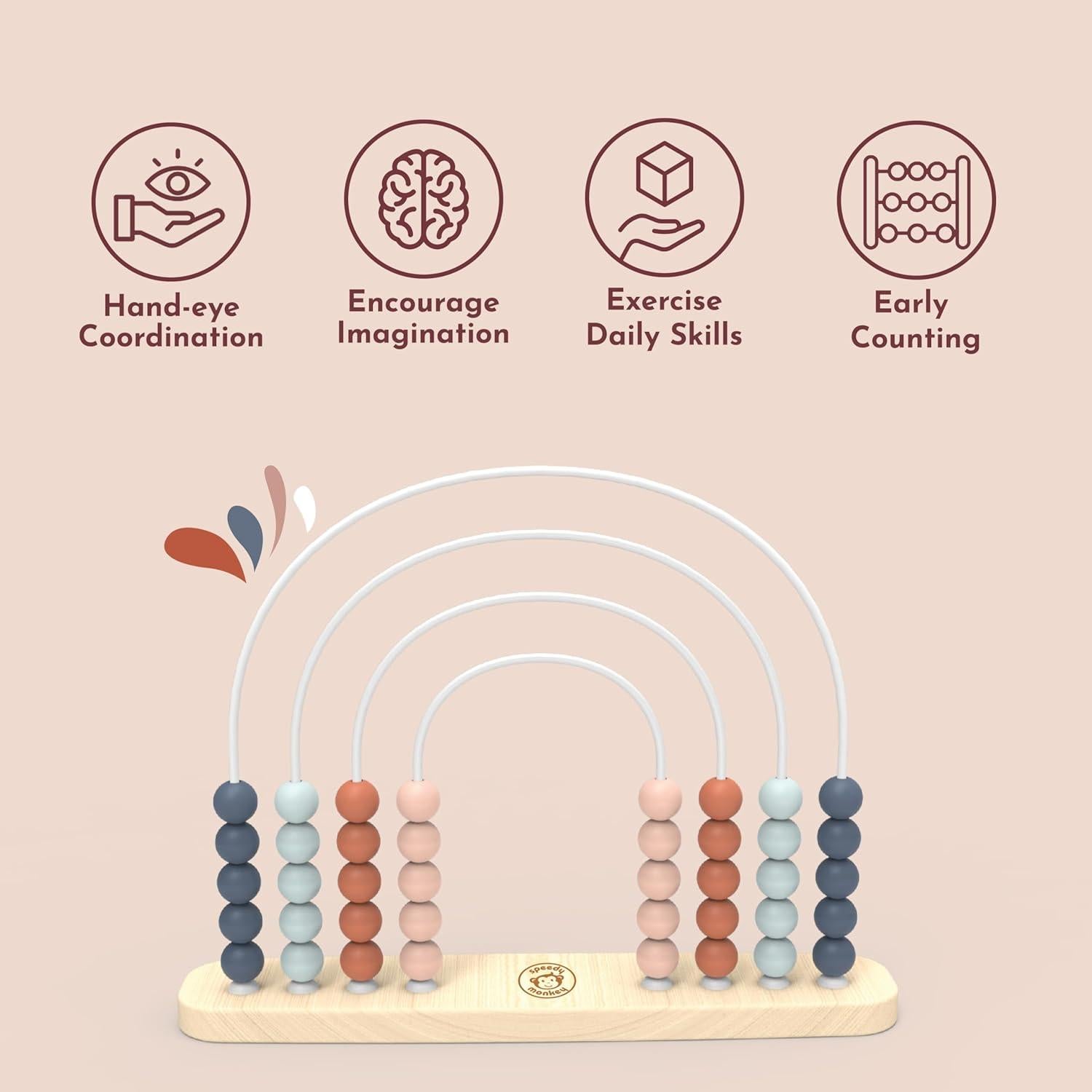 Ábaco de Madera Speedy Monkey 31.75x24.64cm, Cuentas Coloridas