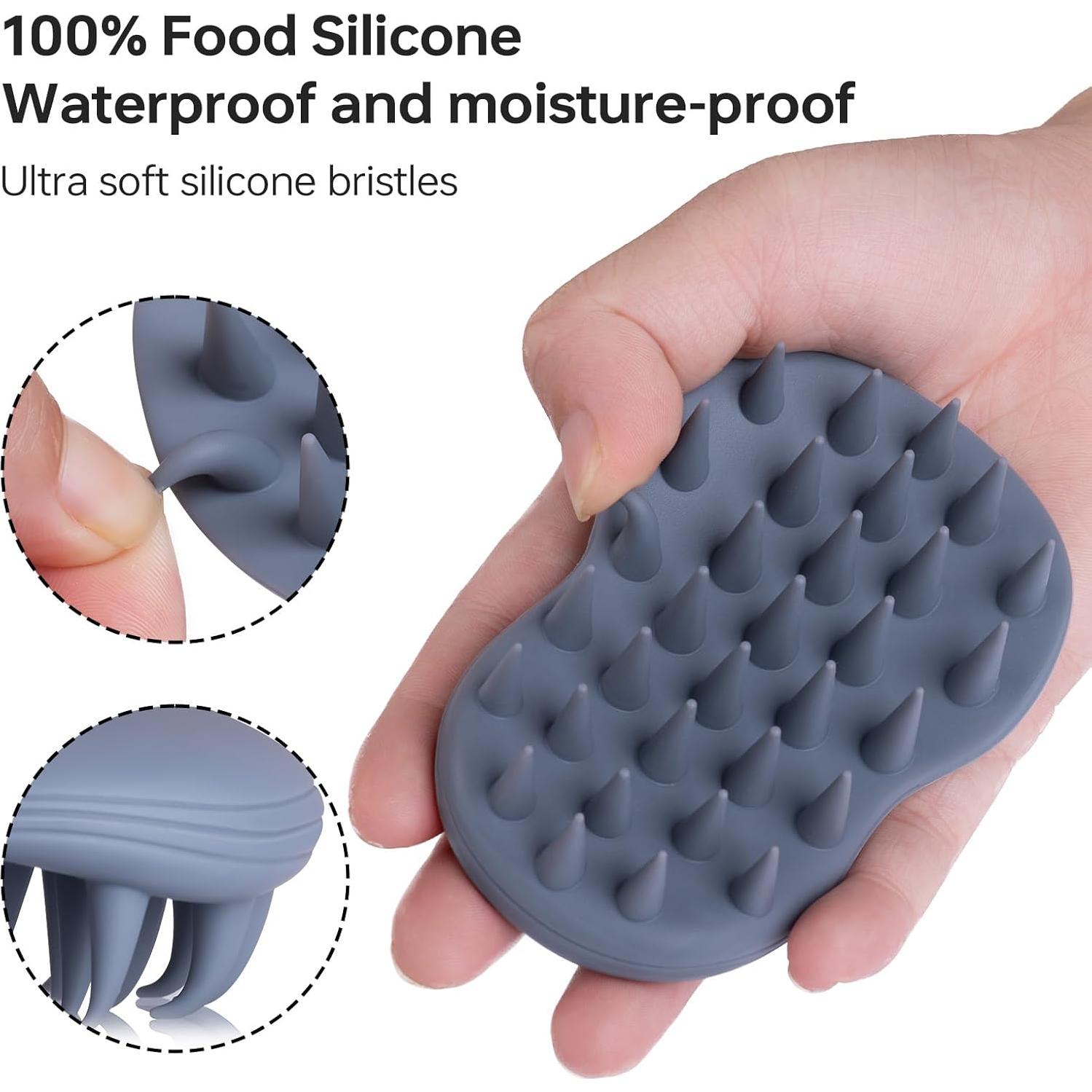 2 Cepillos de Champú Masajeador PHOVSUV Silicona 10cm