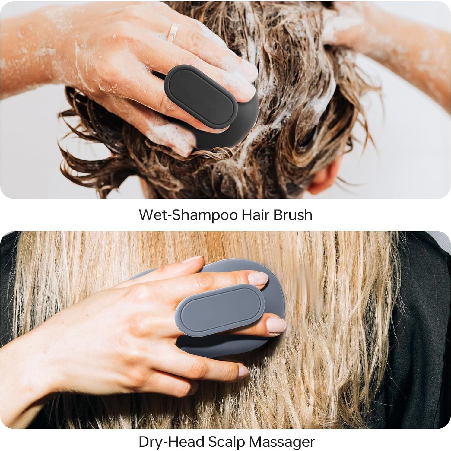 2 Cepillos de Champú Masajeador PHOVSUV Silicona 10cm