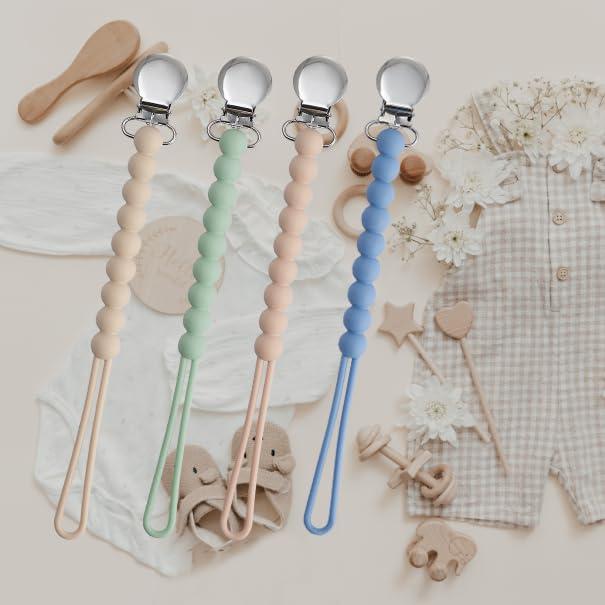 Clip de Chupete MORIBOX 4 Pack Silicona Grado Alimenticio