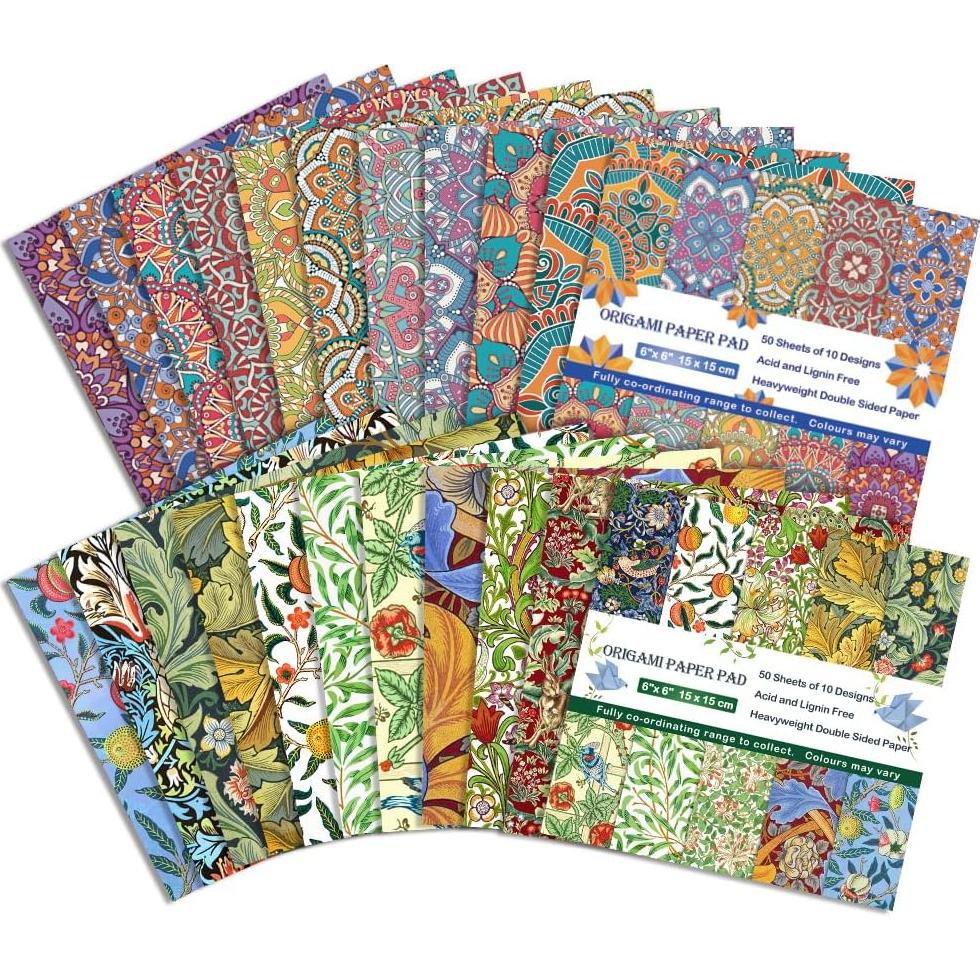 Kit de Papel de Origami Doble Cara 100 Hojas 20 Colores 15x15cm Chiyo