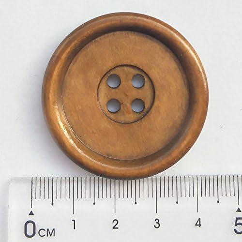 Botones de Madera Redondos 40mm Chenkou Craft 30pcs Marrón