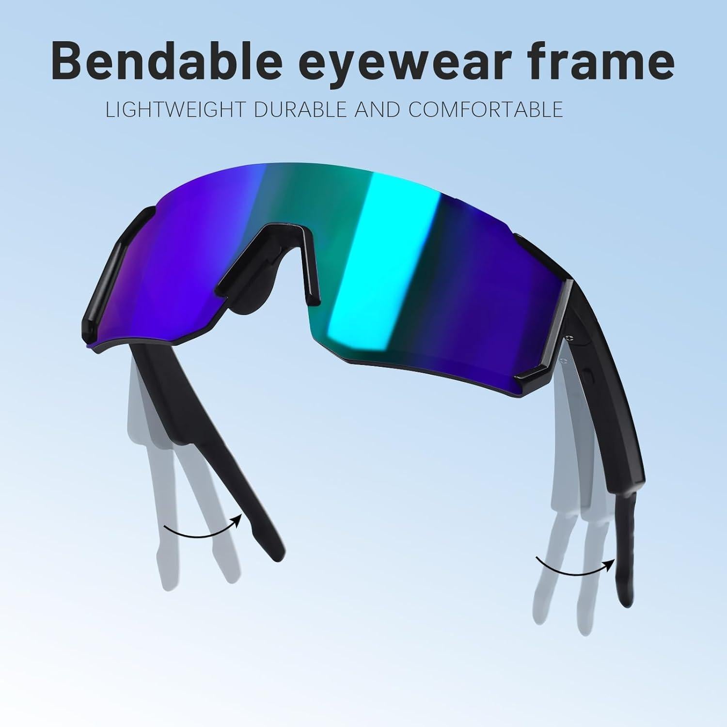 Gafas Deportivas Inteligentes QJF Azul Bluetooth UV400