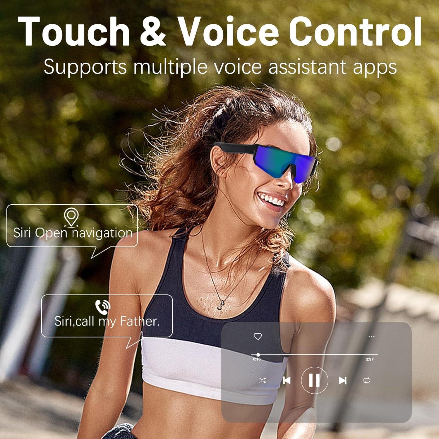 Gafas Deportivas Inteligentes QJF Azul Bluetooth UV400