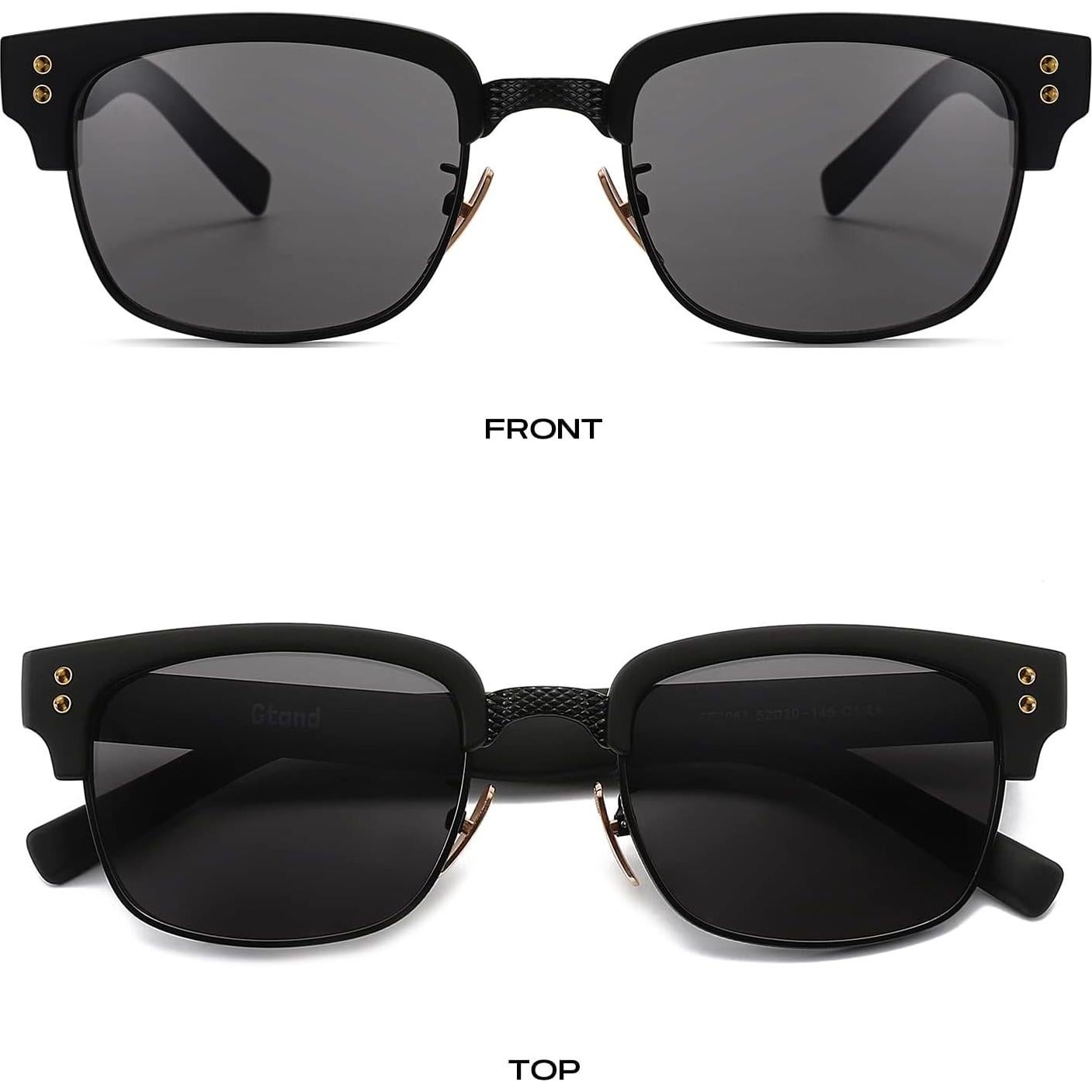 Gafas de Sol Gtand TR90 Retro para Hombres y Mujeres - Marco Negro Mate