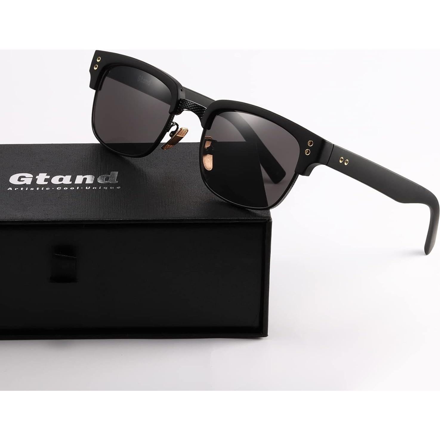 Gafas de Sol Gtand TR90 Retro para Hombres y Mujeres - Marco Negro Mate
