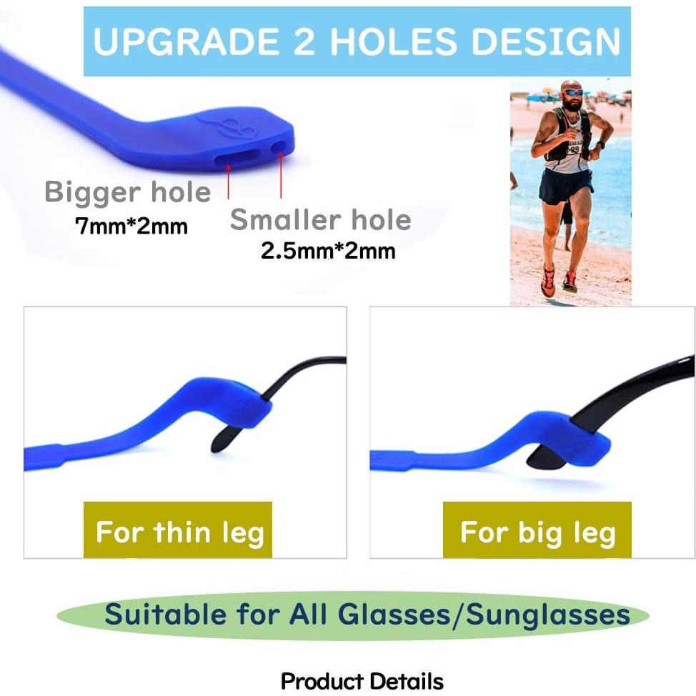 Correa de Gafas SAIGO Antideslizante de Silicona 2PCS Negro