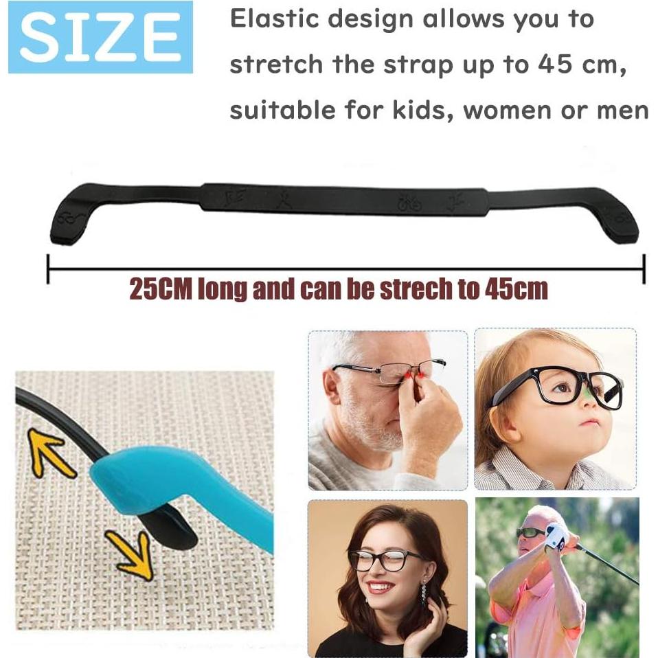 Correa de Gafas SAIGO Antideslizante de Silicona 2PCS Negro