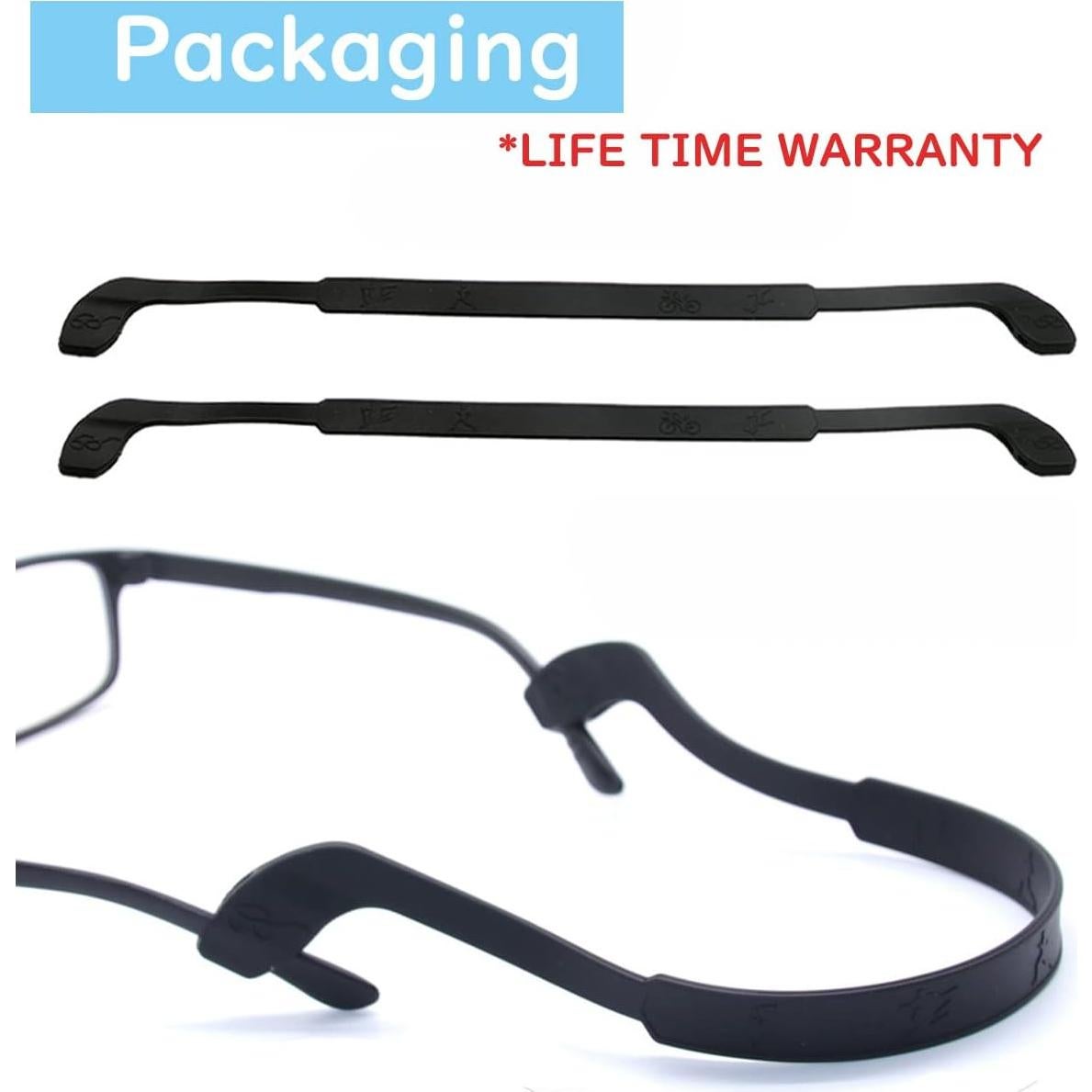 Correa de Gafas SAIGO Antideslizante de Silicona 2PCS Negro