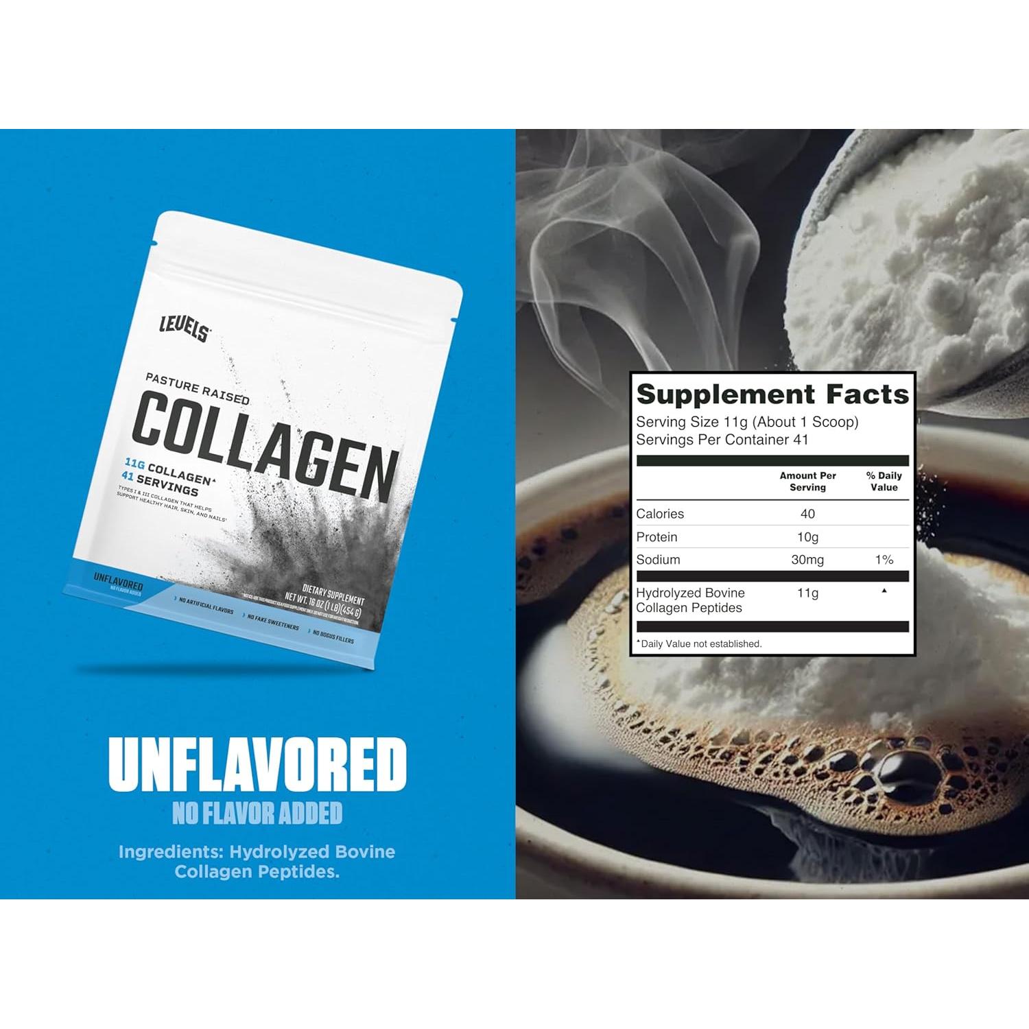 Péptidos de Colágeno Levels 0.45kg Sin Sabor 11g Colágeno