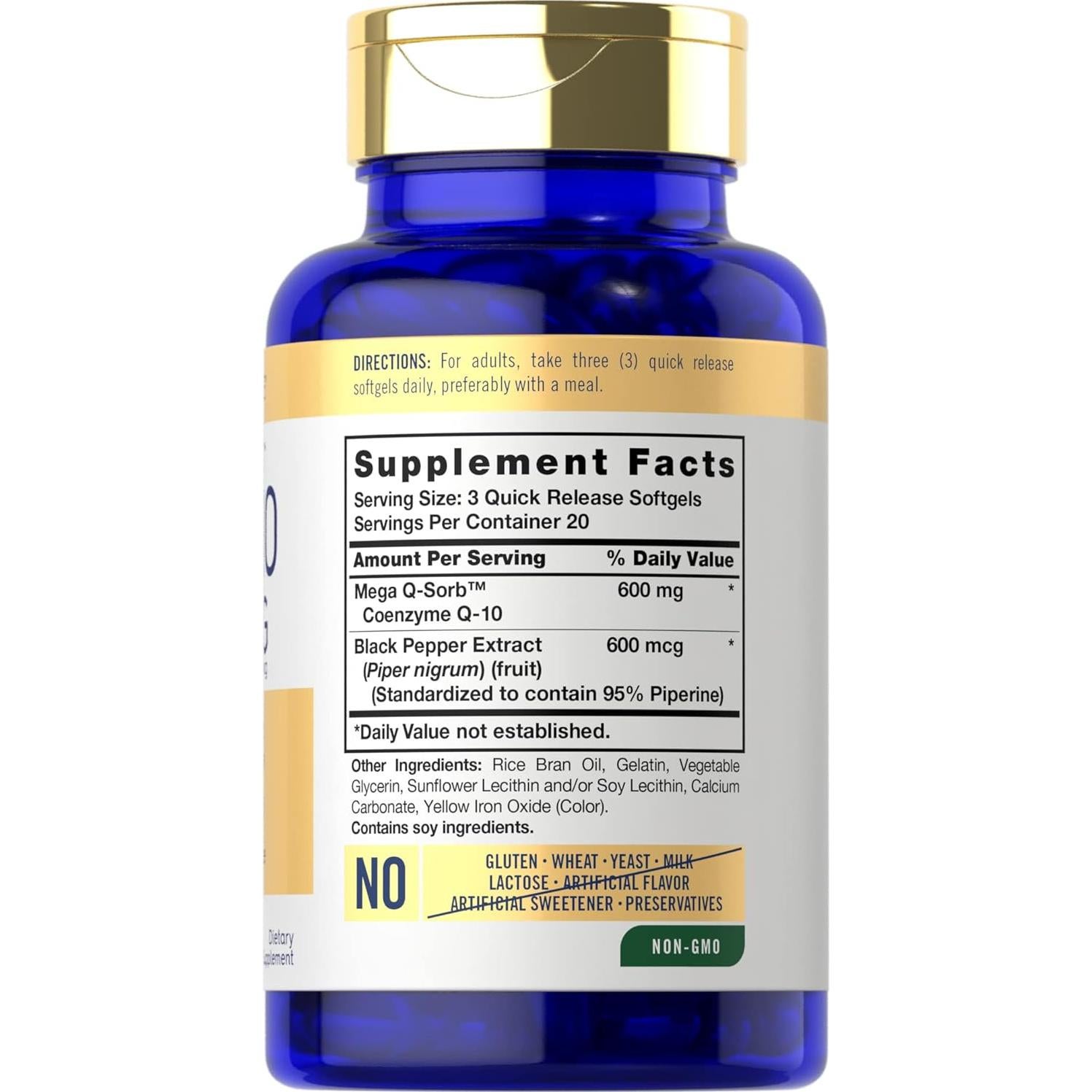 Carlyle CoQ10 600 mg Mega Q-Sorb 60 Gelatinas Blandas