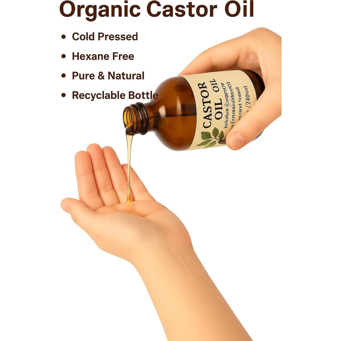 Set de Aceite de Ricino Orgánico BESEFFIE 8oz + Envolturas