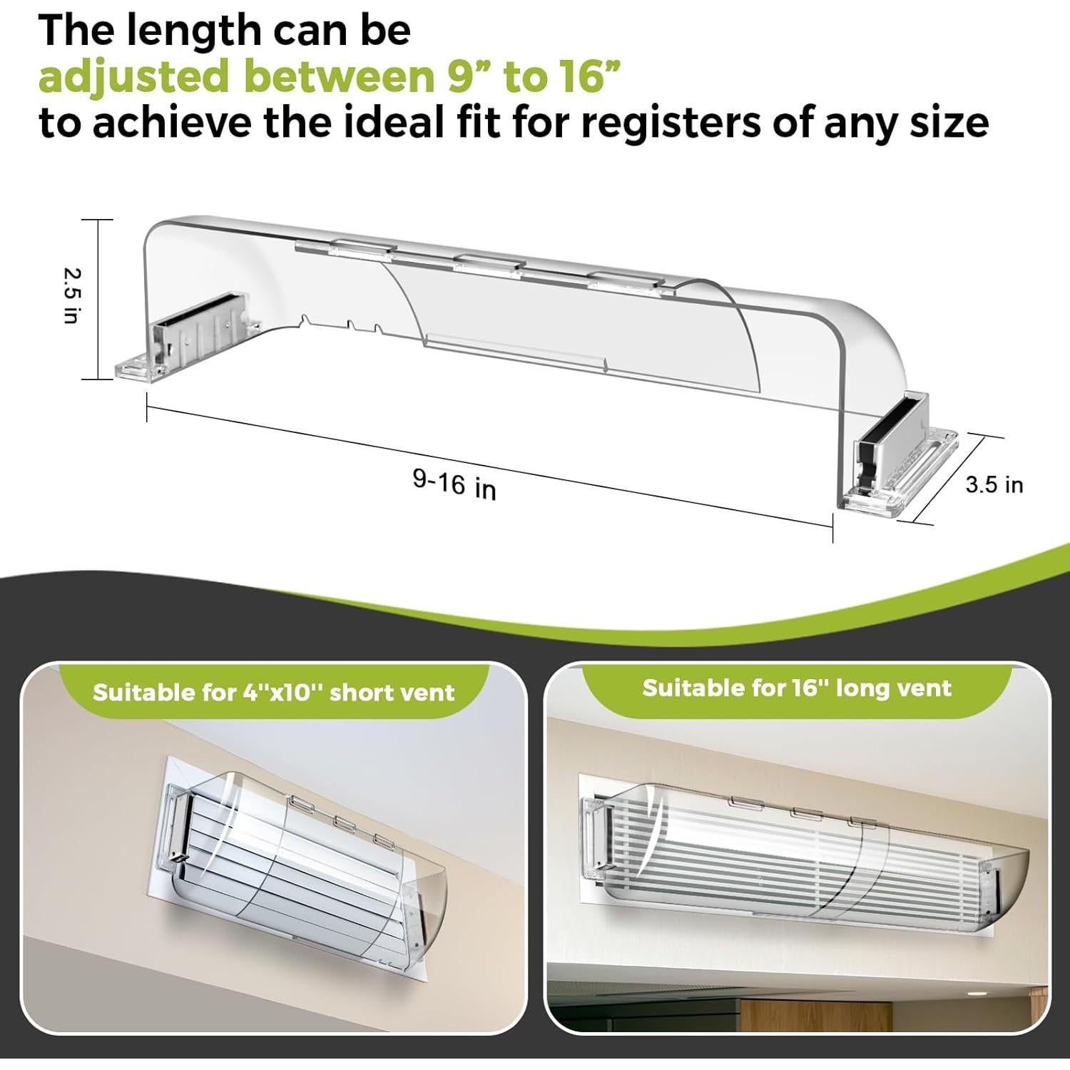 Deflectores de aire ajustables HOPYANE 9-15.5" (22.9-39.4 cm) 2 paquetes