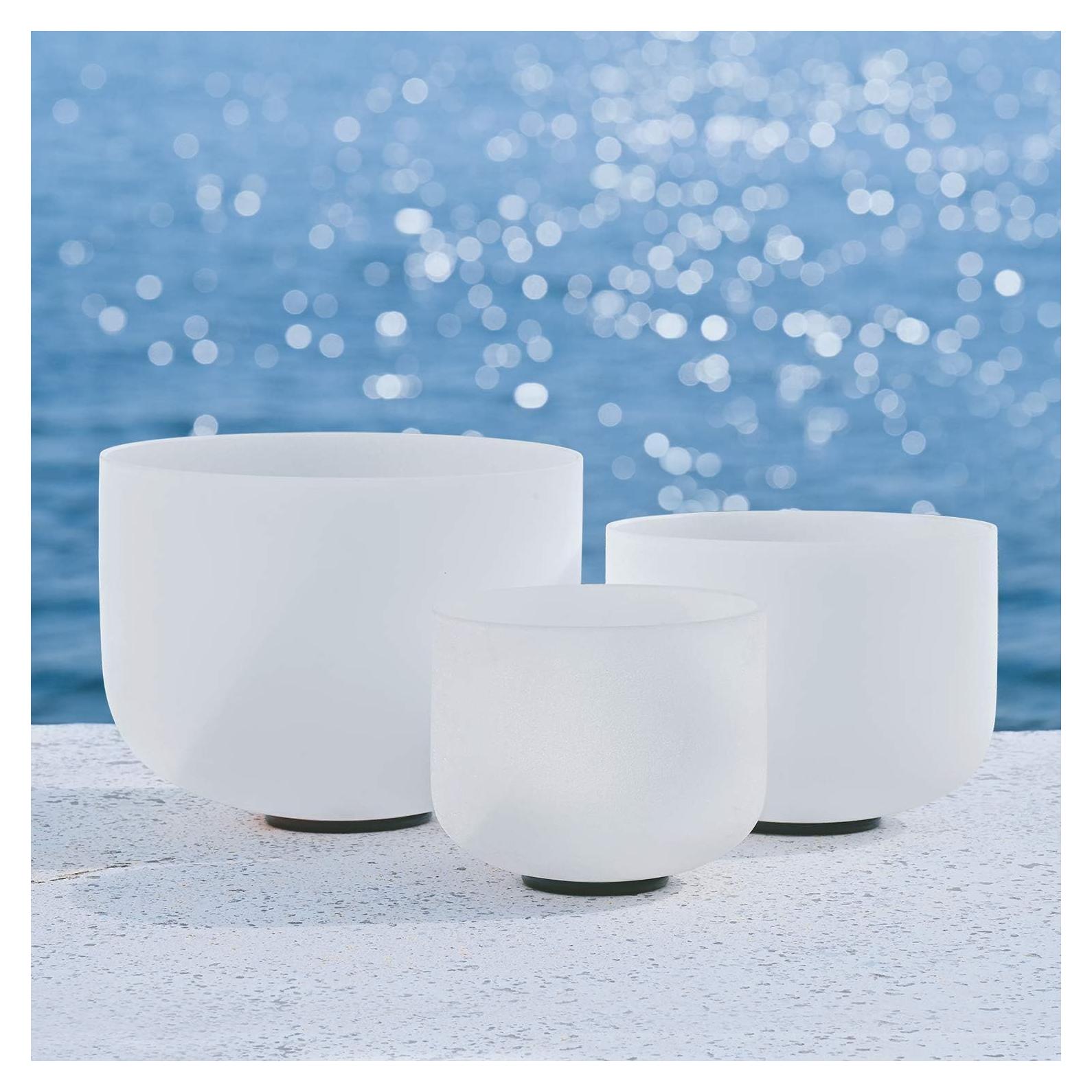 Juego de 3 Cuencos de Canto de Cristal 440HZ 20-30 cm Mate