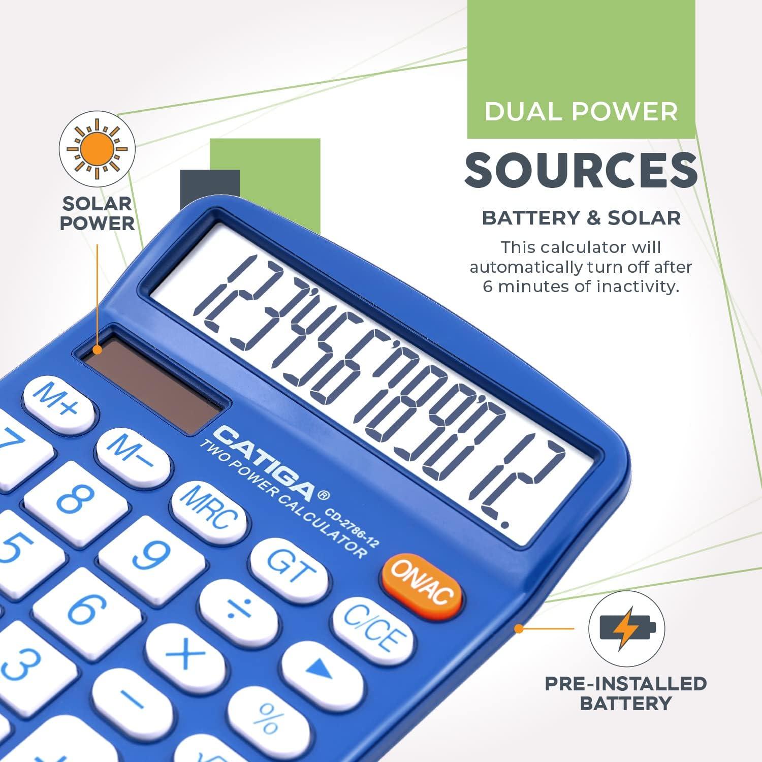 Calculadora de Escritorio Catiga CD-2786 12 Dígitos LCD Doble Alimentación