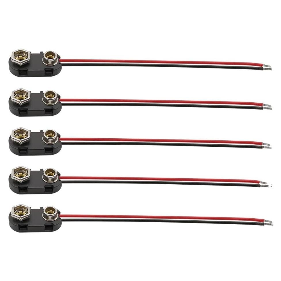 Paquete de 5 Conectores de Batería 9V TIPO I con Cable 22AWG