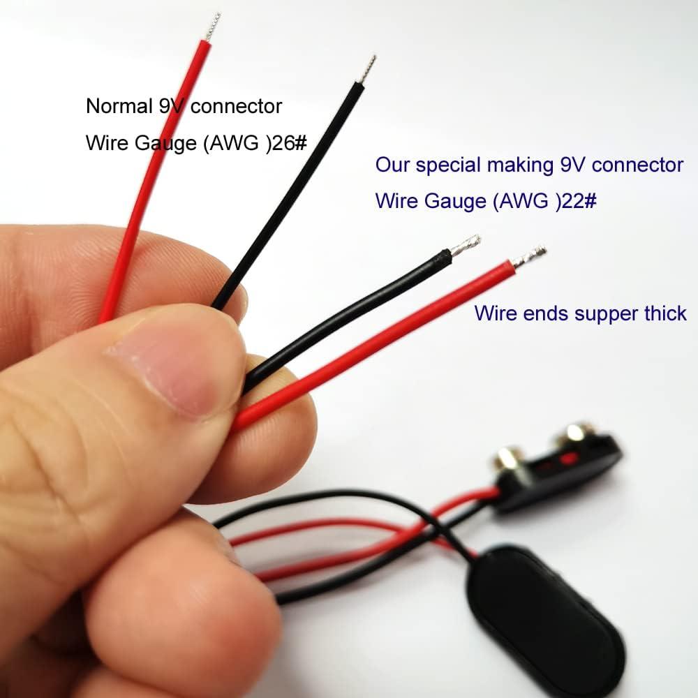 Paquete de 5 Conectores de Batería 9V TIPO I con Cable 22AWG