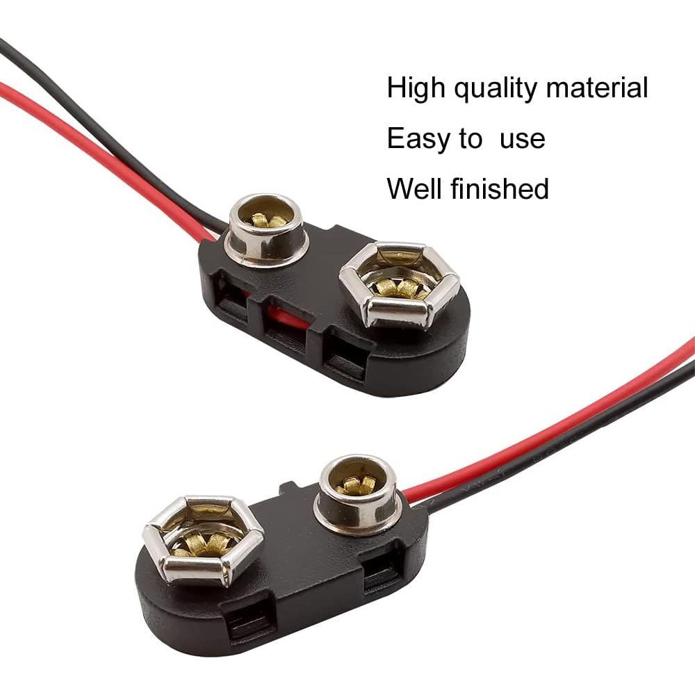 Paquete de 5 Conectores de Batería 9V TIPO I con Cable 22AWG