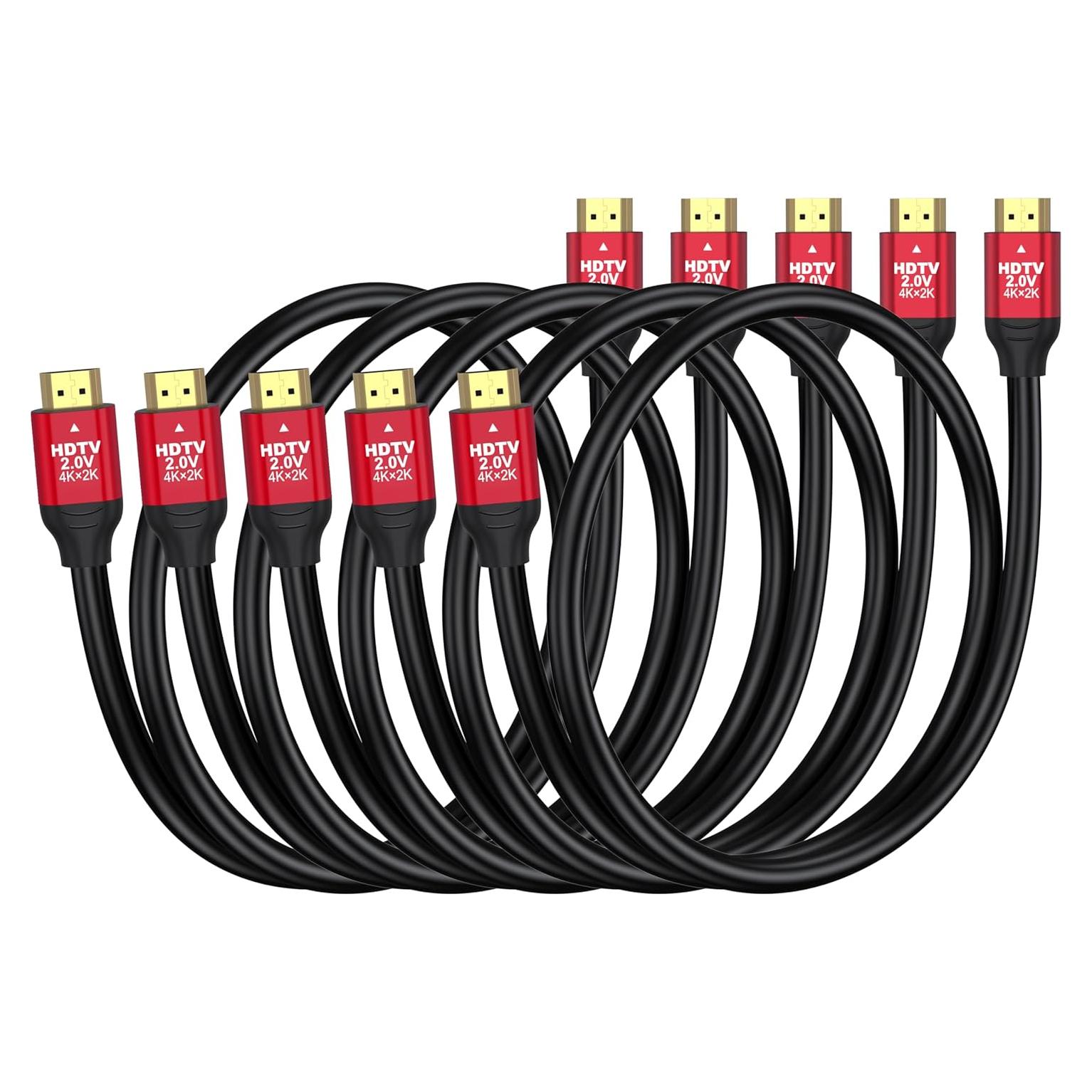 Cable HDMI 2.0 RyzzRooa 0.61m Paquete de 5 Soporta 4K
