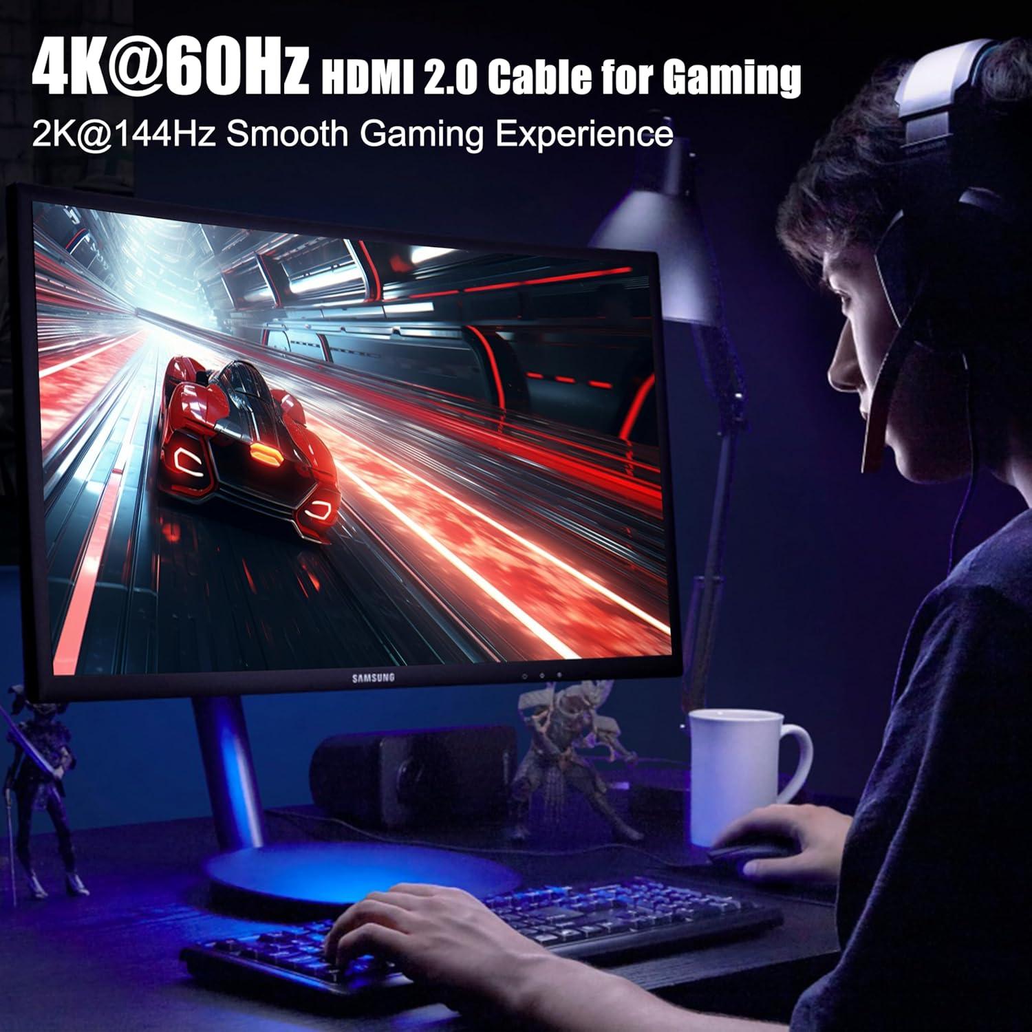 Cable HDMI 2.0 RyzzRooa 0.61m Paquete de 5 Soporta 4K