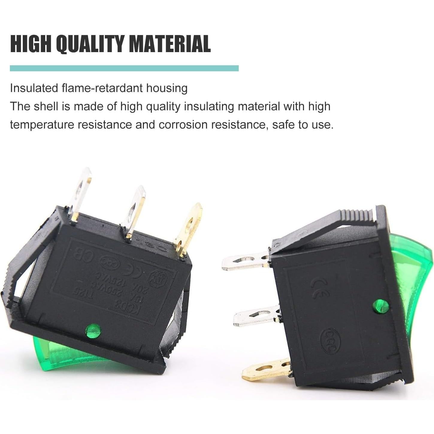 Interruptor de Palanca RuoFeng KCD3 Verde 6 Pcs 20A 250V