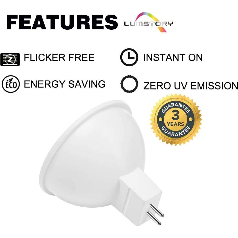 Bombilla LED MR16 12V 5W Luz Diurna GU5.3 Paquete de 10