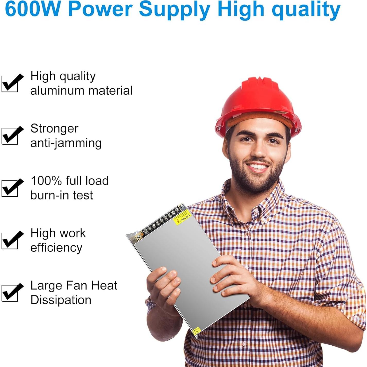 Fuente de Alimentación LED inShareplus 24V 25A 600W AC 100-240V