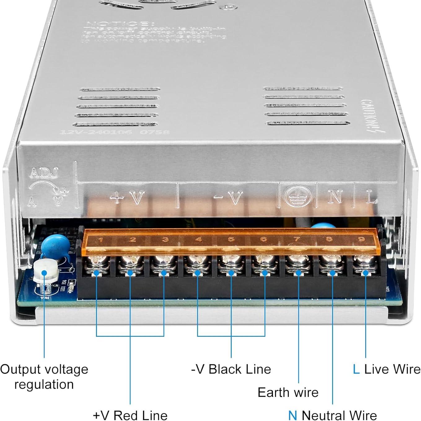 Fuente de Alimentación LED inShareplus 24V 25A 600W AC 100-240V