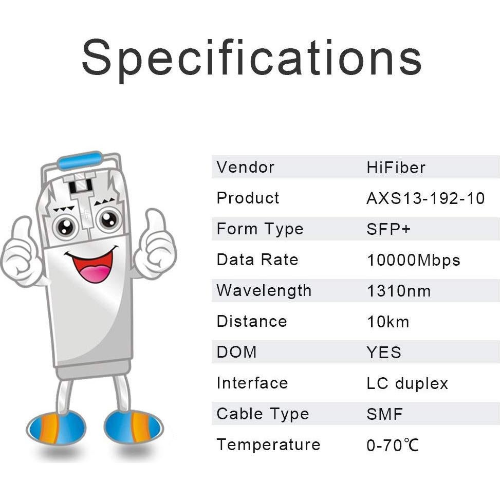 Transceptor de Fibra H!Fiber SFP+ 10GBase-LR 10km LC