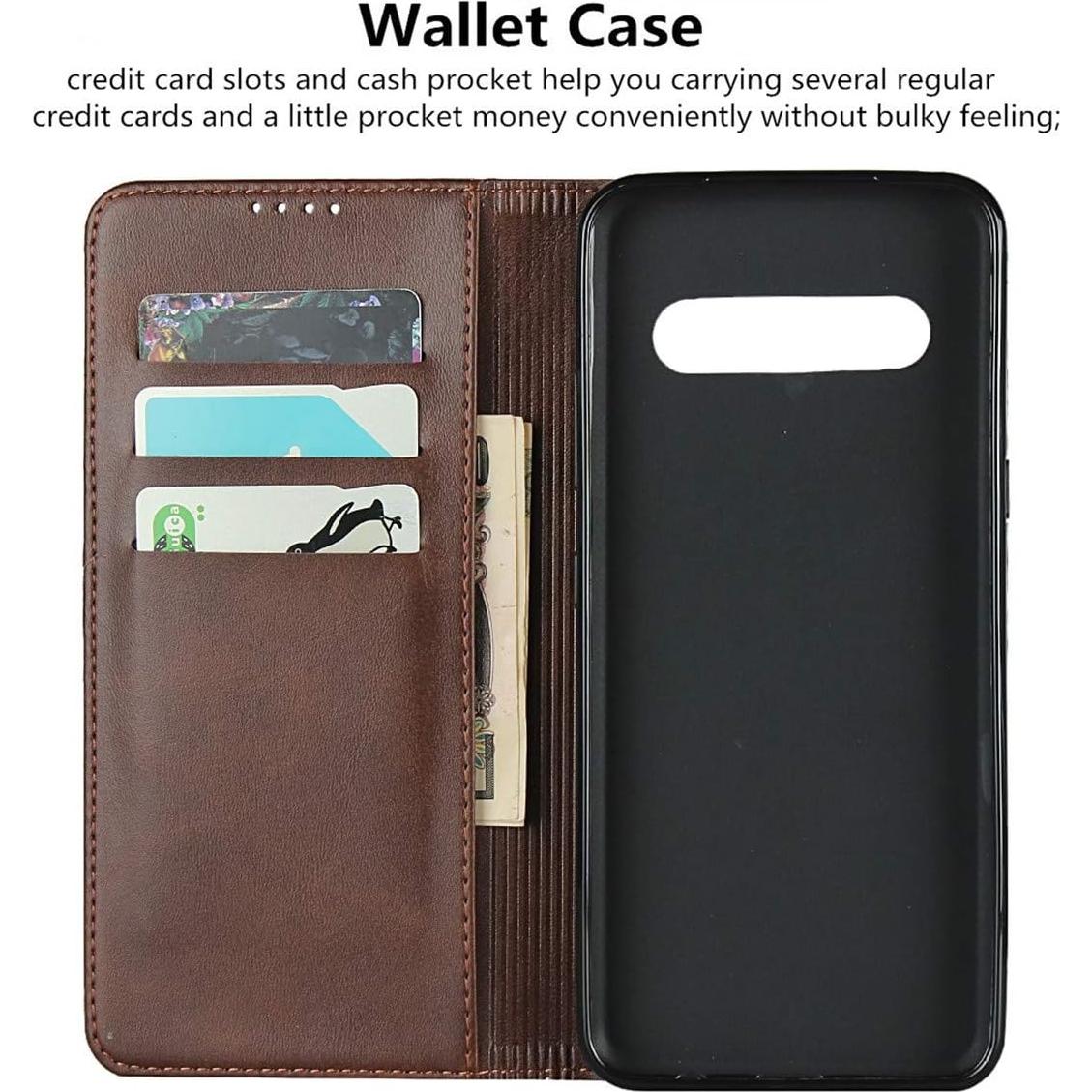 Funda de Cartera iCoverCase para LG V60 ThinQ 5G - Cuero PU Marrón