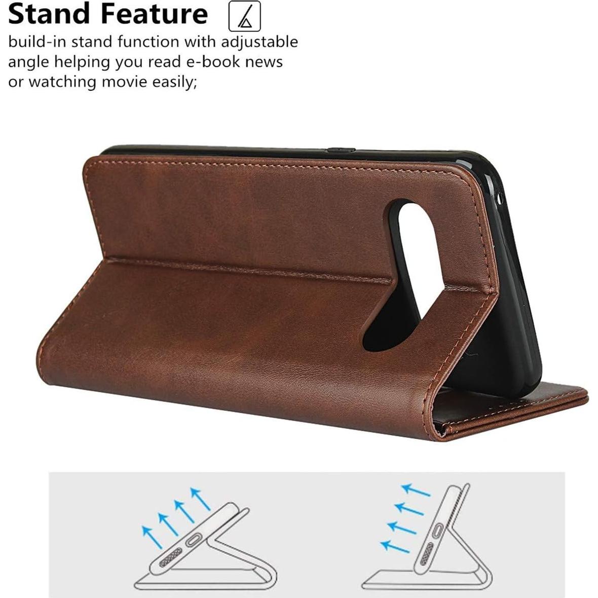 Funda de Cartera iCoverCase para LG V60 ThinQ 5G - Cuero PU Marrón