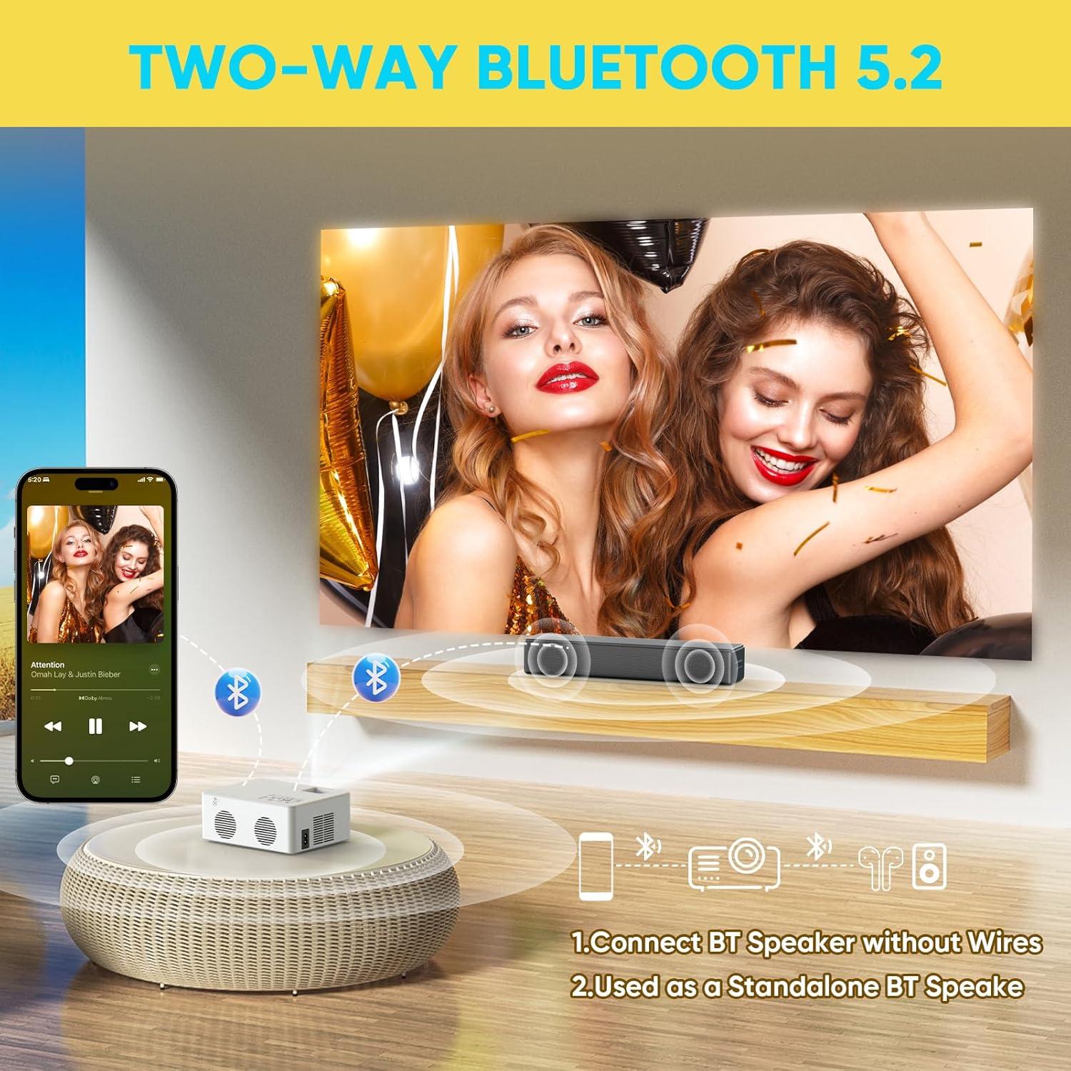 Proyector Mini Inteligente PURSHE PU08 Full HD 1080P WiFi Bluetooth