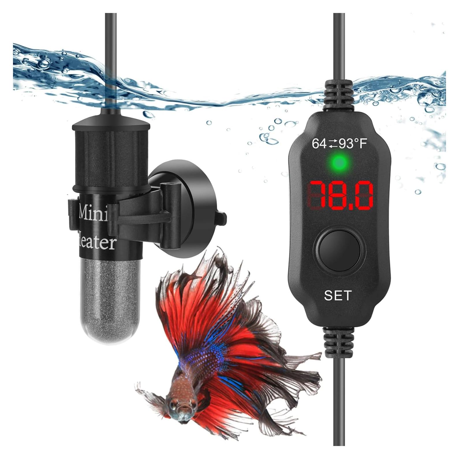 Calentador de Acuario Mini Waayon 10W Ajustable 1-2 Galones