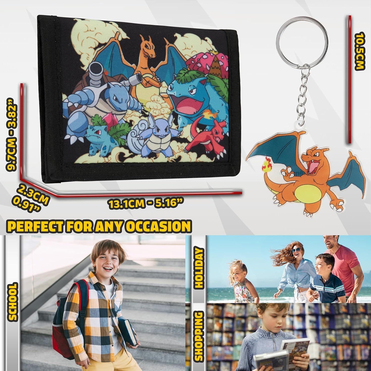 Conjunto Cartera Trifold y Llavero Pokémon Niños - Pikachu